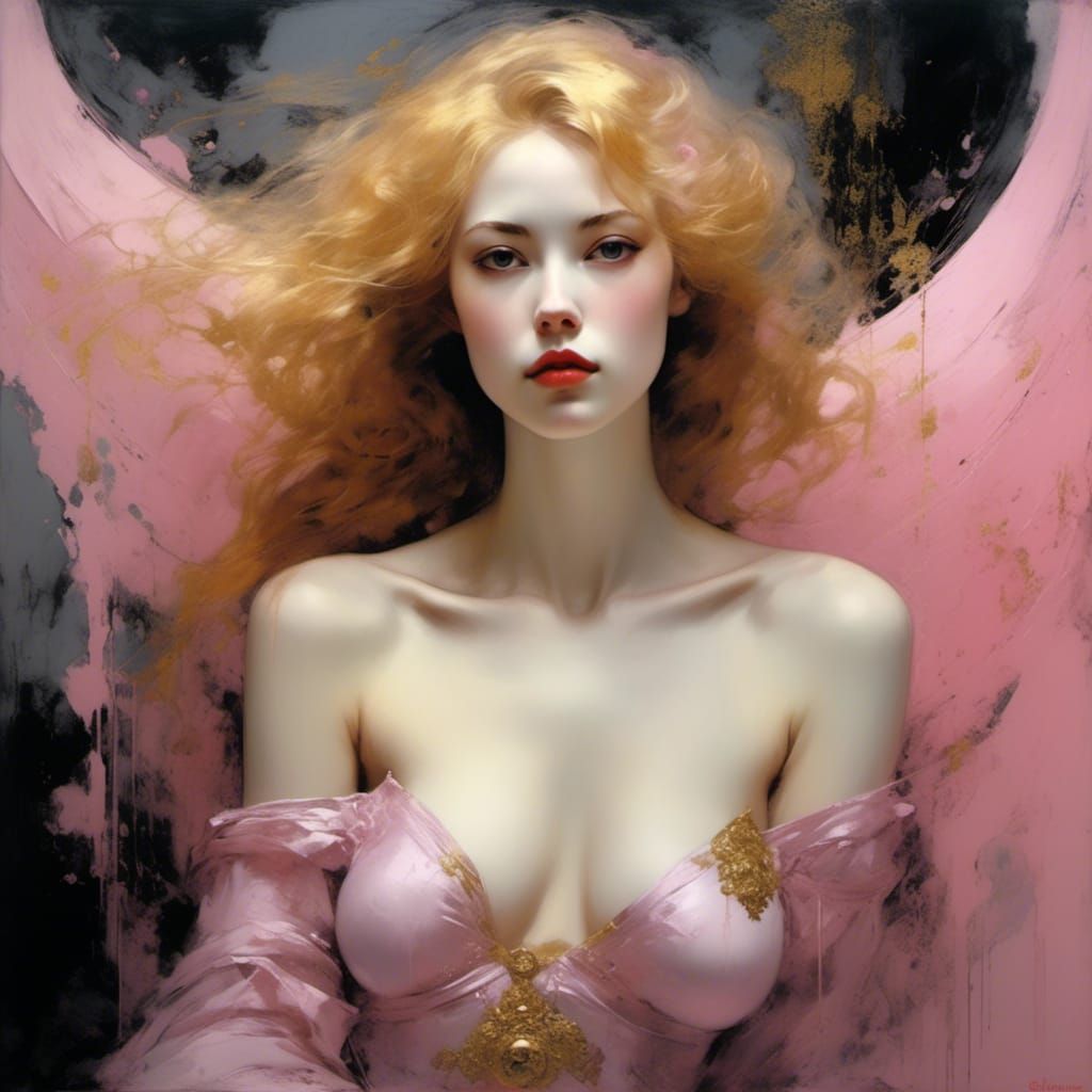 Gothic Oil Painting of a Nude Spanish Woman