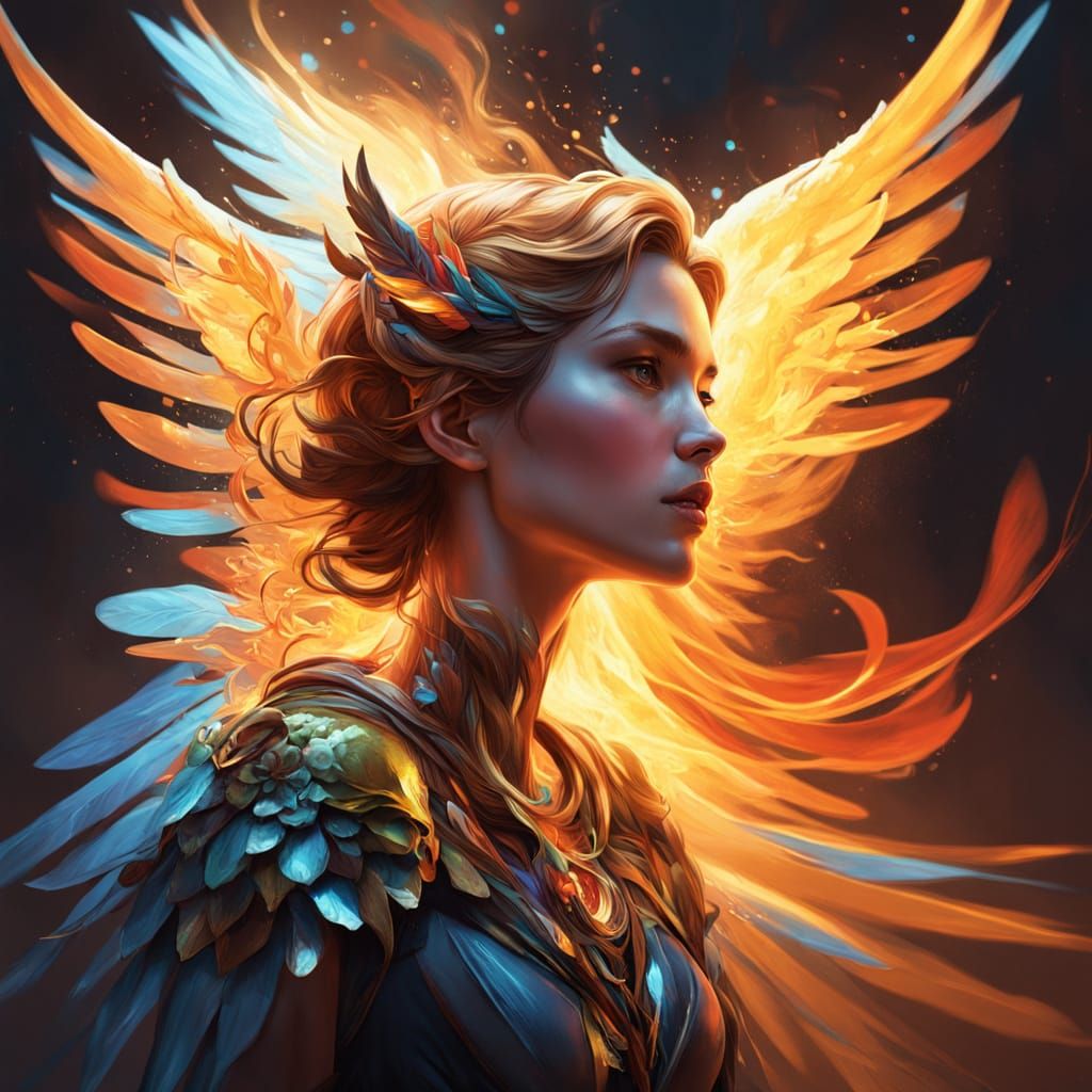 Angel Warrior in Vibrant Fantasy Portrait