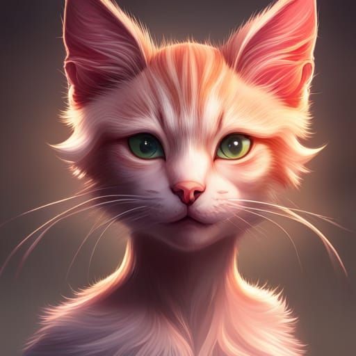 Cute Kitten Portrait in Hyperdetailed Digital Art