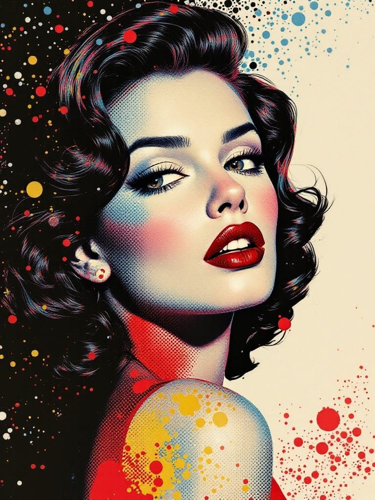 1950s Pin-Up in Risograph-Style Zine Aesthetic