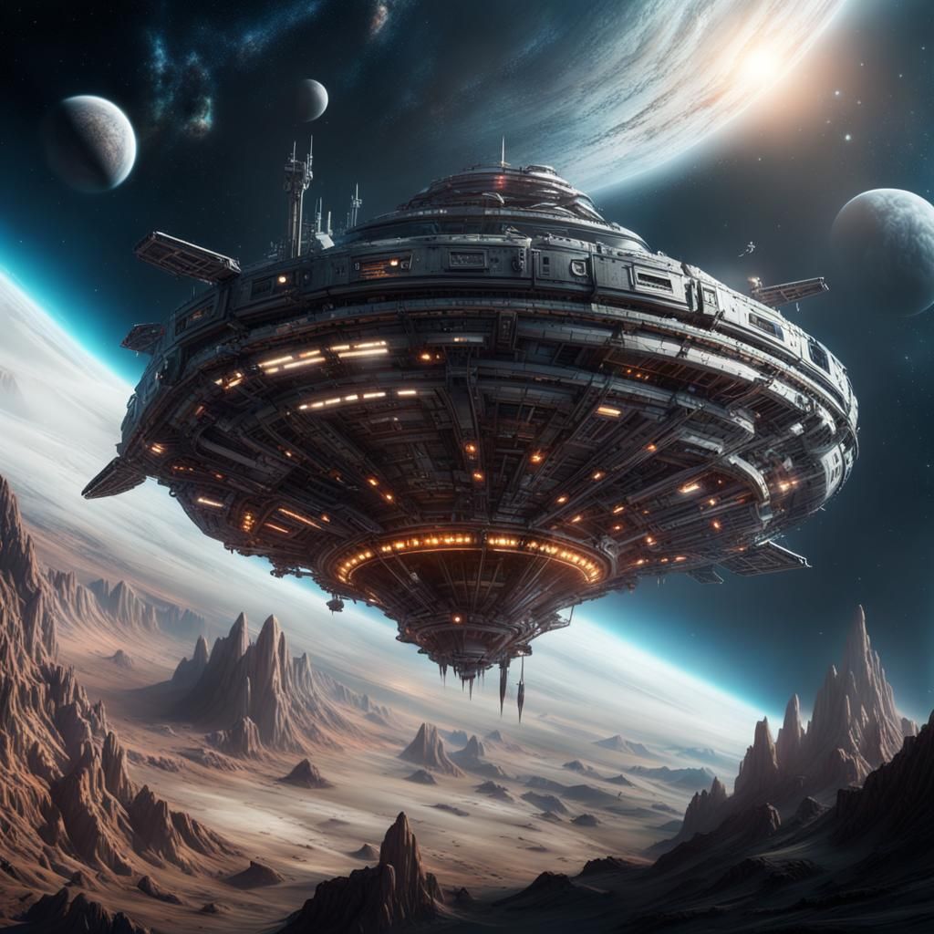 Arcadia Spaceship in Epic Digital Matte Painting