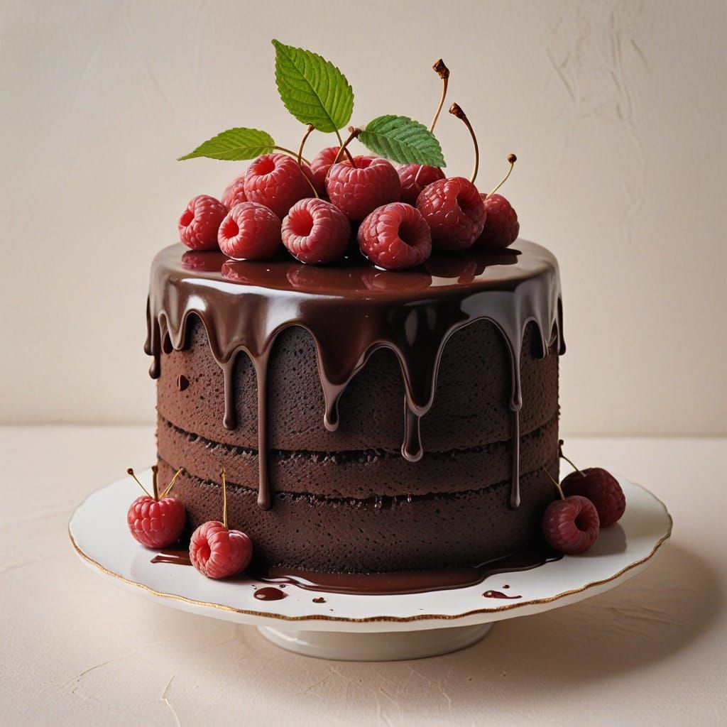 Vintage French Patisserie Style Chocolate Cake Slice