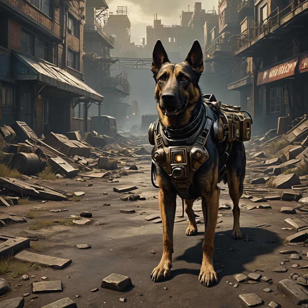 Robotic Dog in Fallout 4 Landscape
