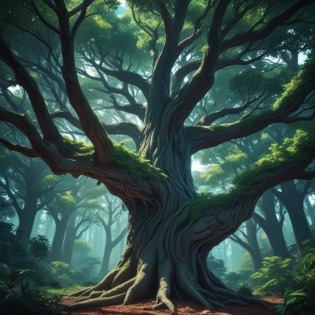 Magical Trees in Anime Cinematic Style