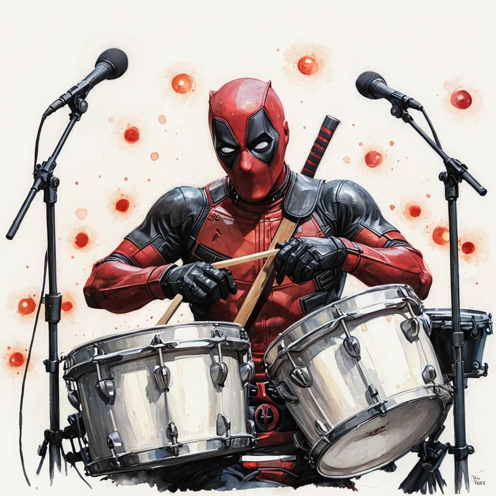 Deadpool Plays Bongos: Oil Painting Sparkles
