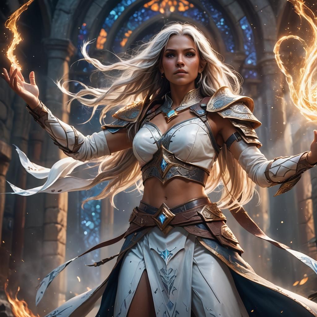 Powerful Mage Casting Spell in Fantasy Setting