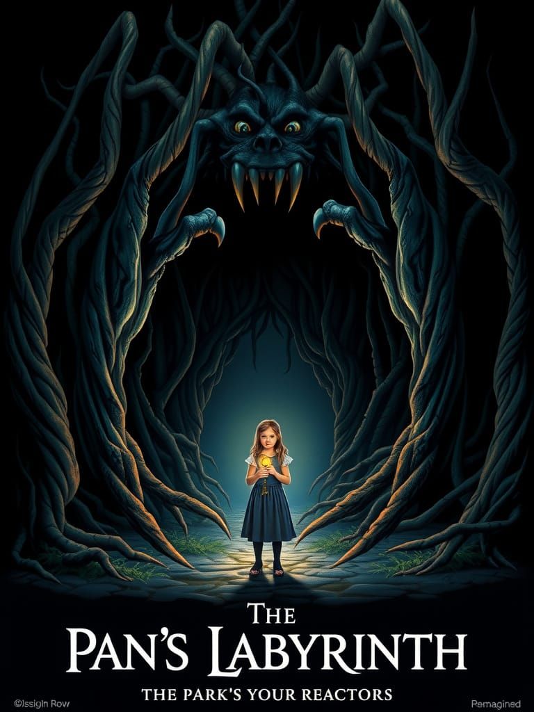 Pan's Labyrinth Poster: Girl with Key in Demonic Forest