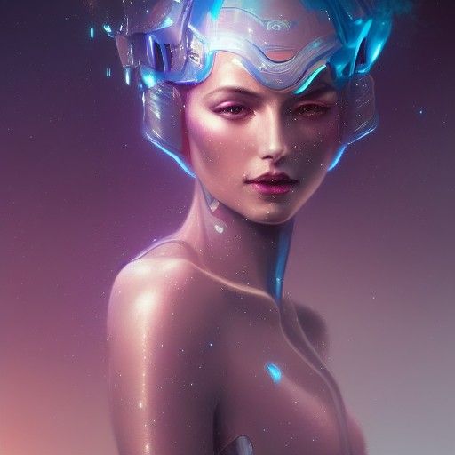 Robot Princess Galaxy Portrait in Art Nouveau Style