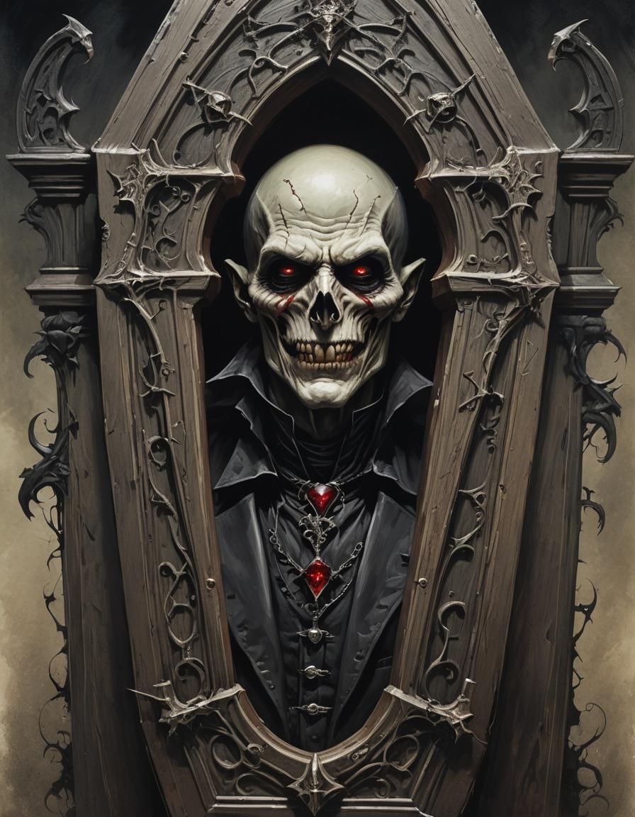 Sinister Gothic Vampire Coffin Art