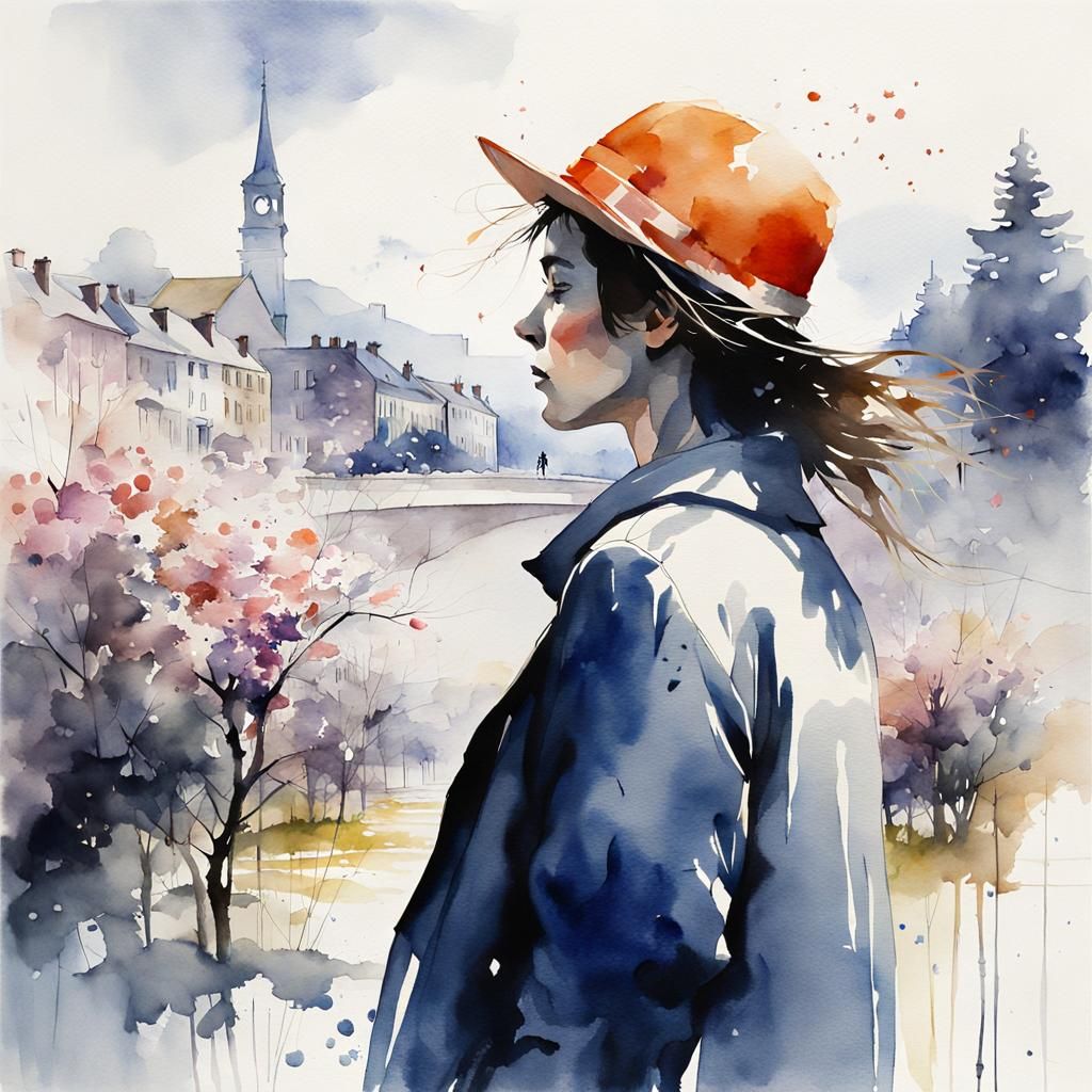 Spring Emerges: Minimalist Watercolor Concept Art