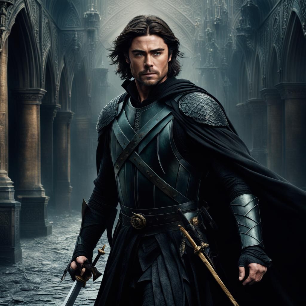 Guy of Gisborne in Black Armor: Digital Matte Painting