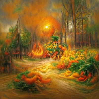 Forest Fire: Van Gogh Style Ethereal Fantasy