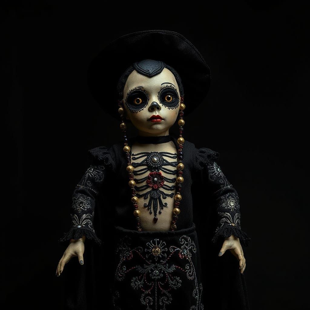 Gothic Voodoo Doll in Art Nouveau Style