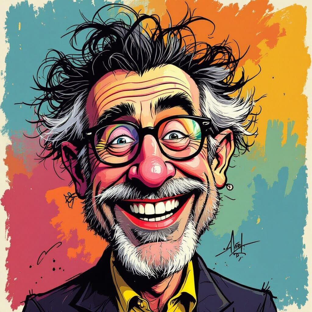 Playful Caricature Art in Ralph Steadman Style