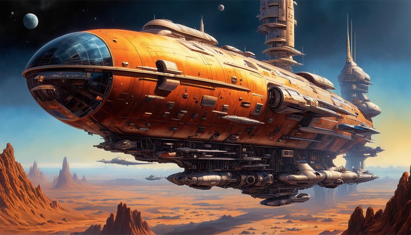 Starship City Cruiser in Hyperrealistic Digital Art
