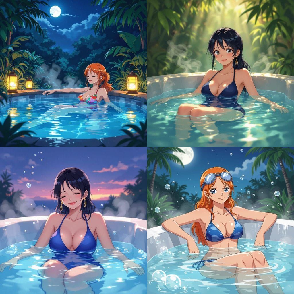 Nami Relaxing in a Steamy Hot Tub