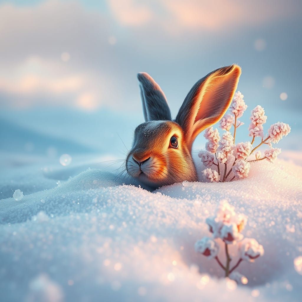 Mystical Winter Wonderland: Bunny's Enchanted Snowy Emergenc...