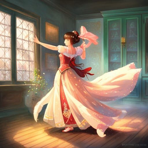 Anime Girl Dancing in Traditional Dress