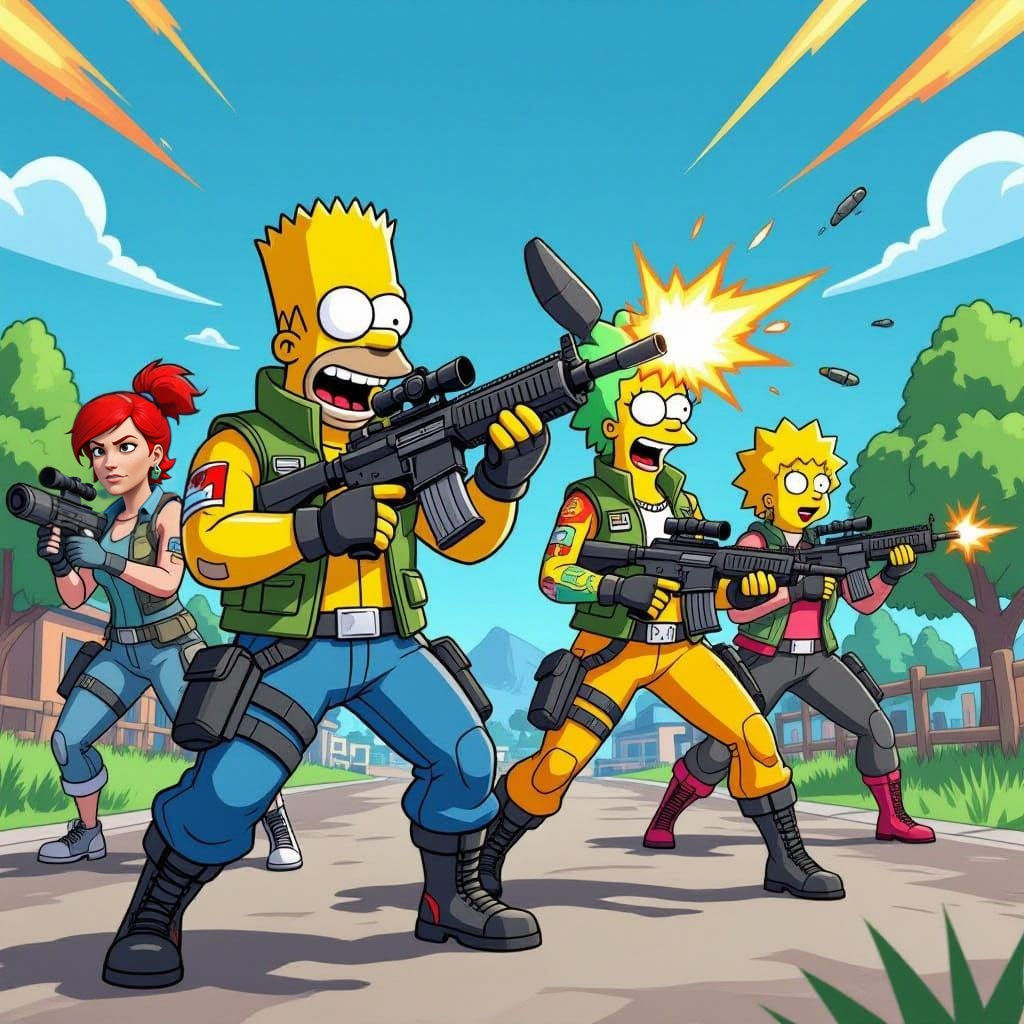 Fortnite Gameplay in The Simpsons Style