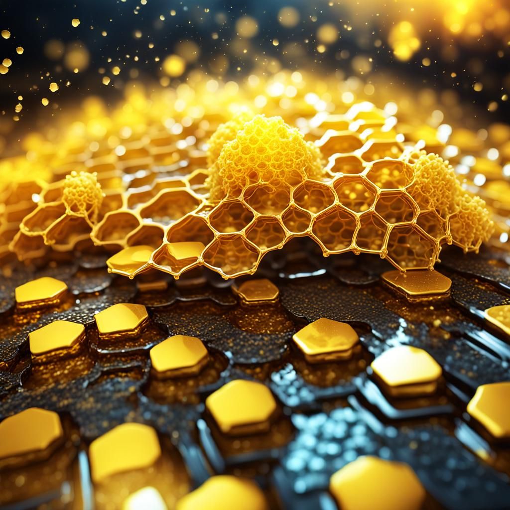 Golden Honeycomb Close-Up: Fantasy Illustration