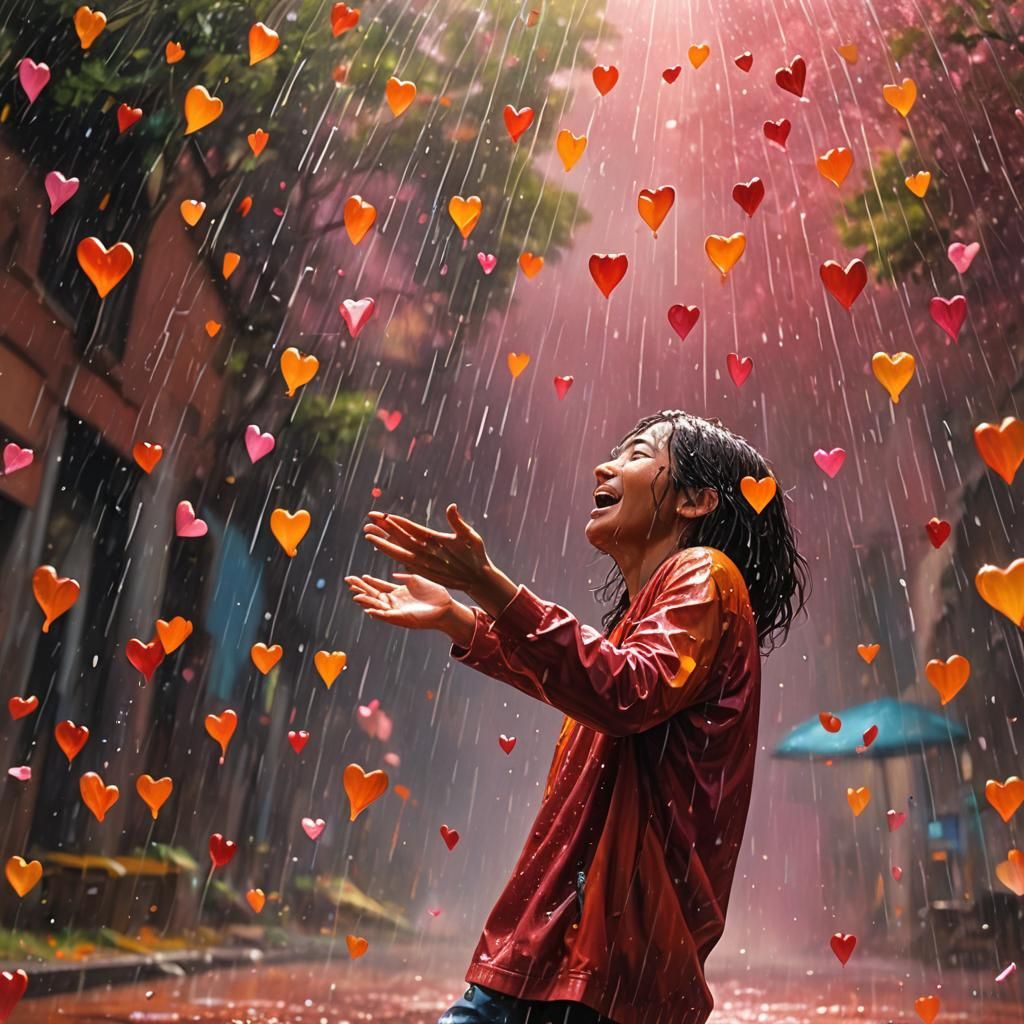 Hyperrealistic God Embracing World in Healing Rain