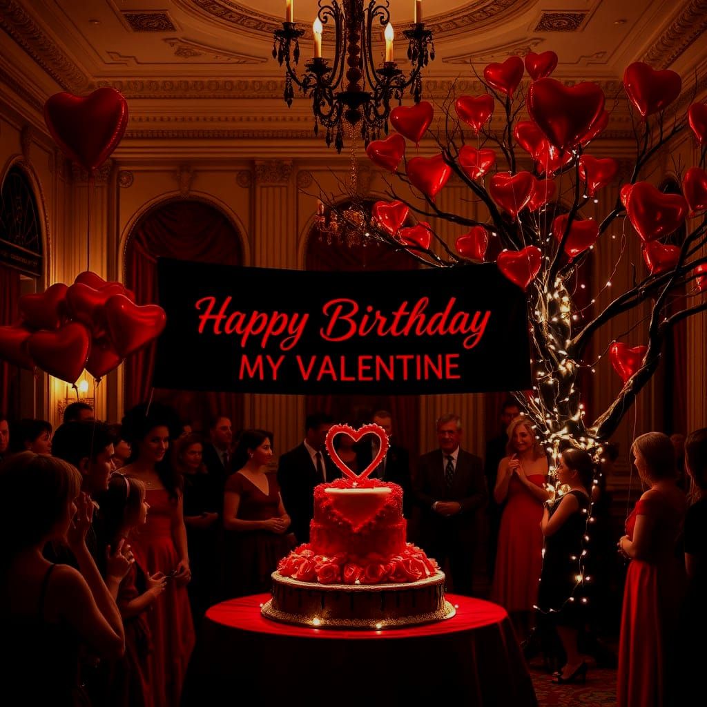 Romantic Gothic Valentine's Birthday Celebration in a Ballro...