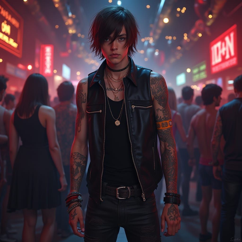 Hyper-Realistic Punk Portrait in Cyberpunk Style