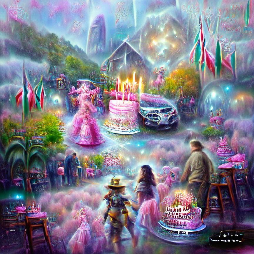 Pink Holographic Birthday Party in Mixed Media Style
