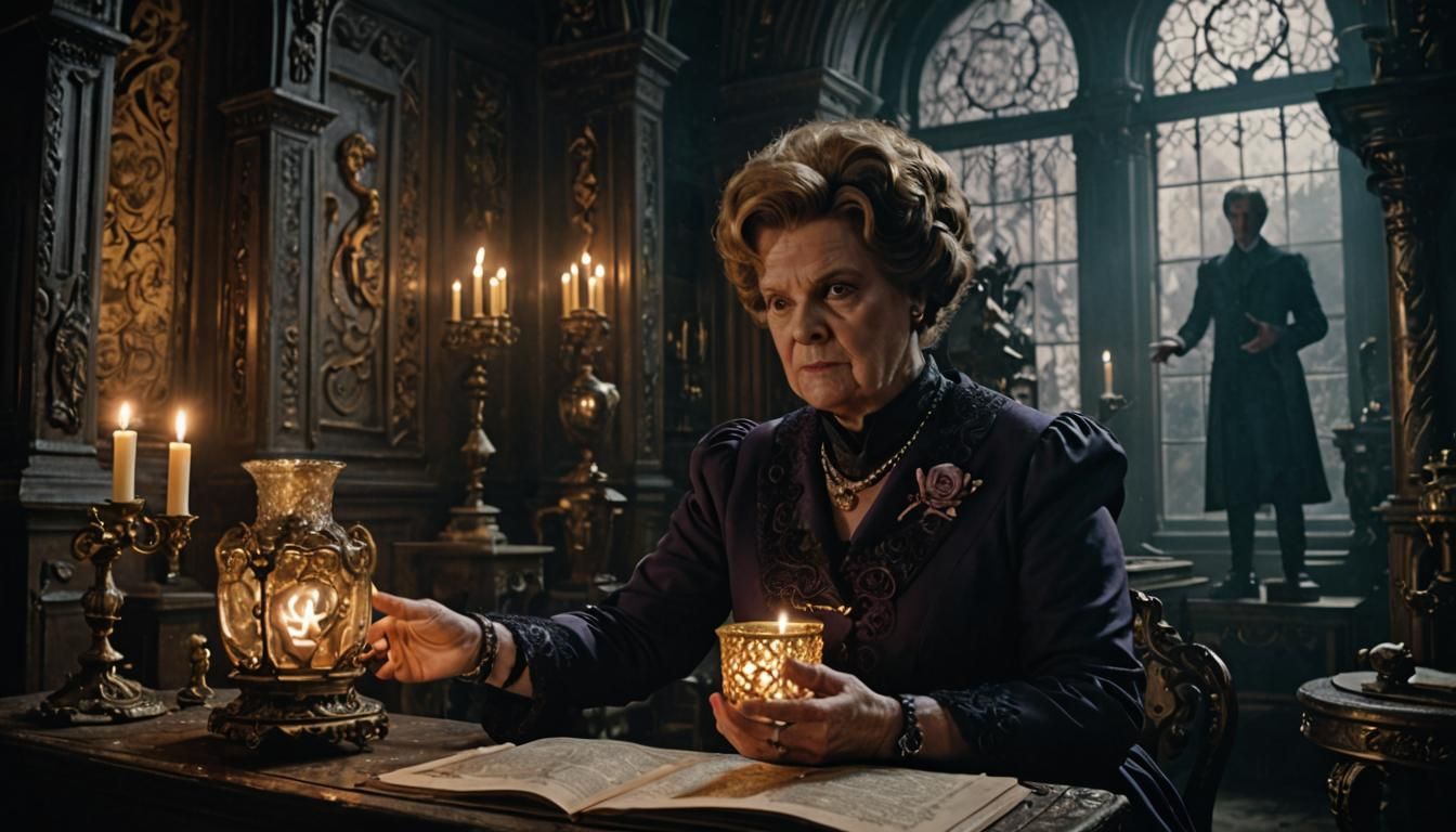 Dolores Umbridge Casting a Spell: Dark Fantasy Art