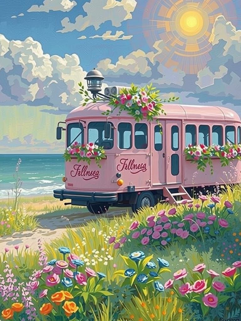 Impressionist Landscape in Soft Focus with Lush Greenery