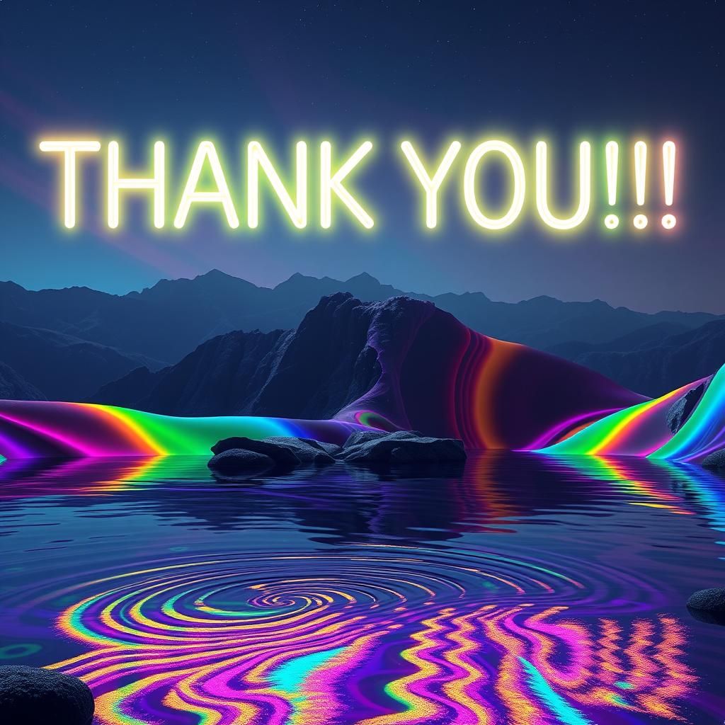 Neon Letters Float Above Psychedelic Landscape