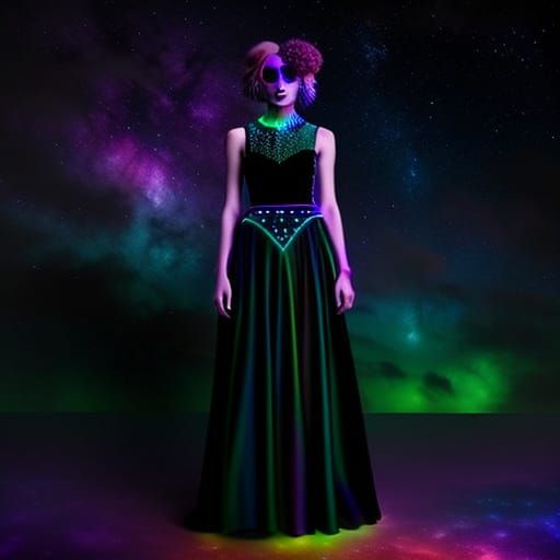 Vibrant Neon Formal Dress in Moody Art Deco Style