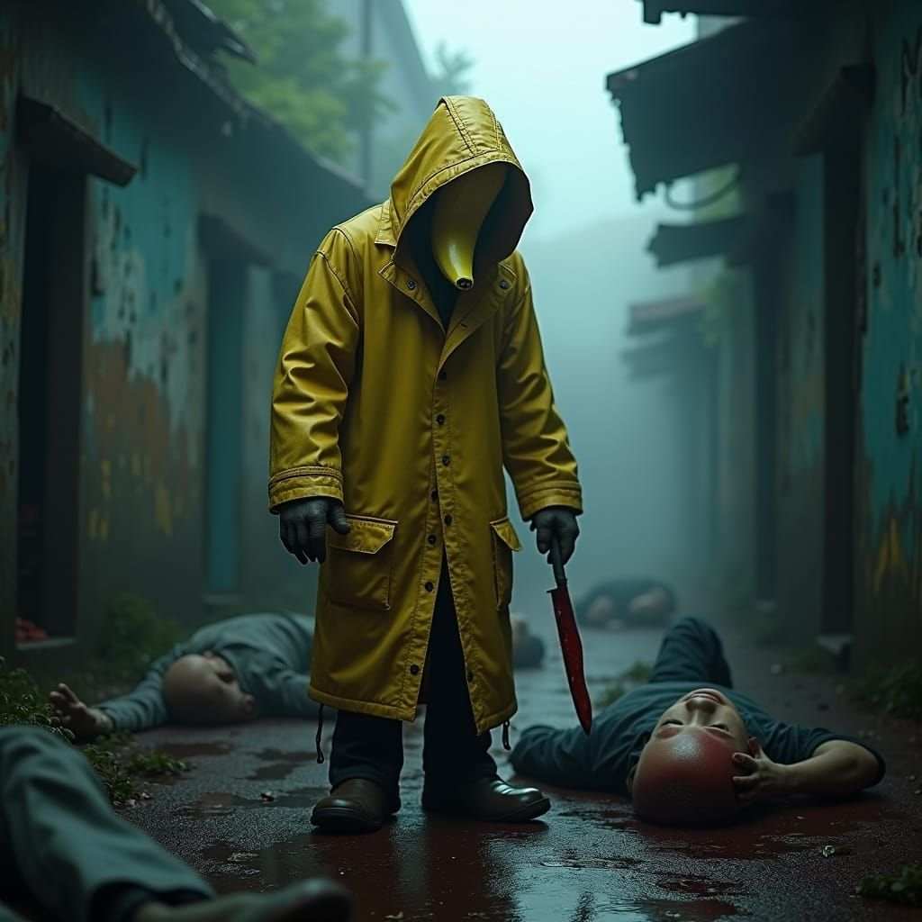 Eerie Banana Killer in Dark Fantasy Scene