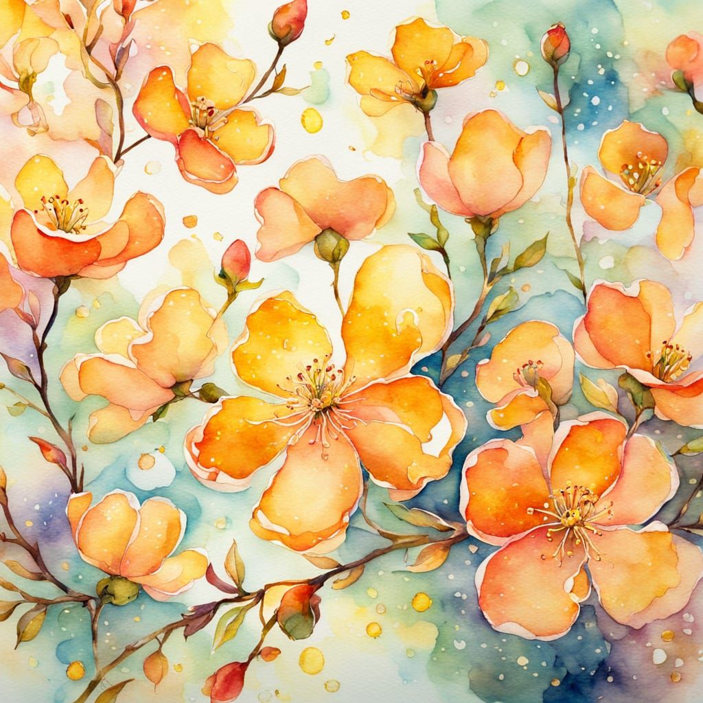 Enchanted Floral Watercolor in Dreamy Impressionist Style