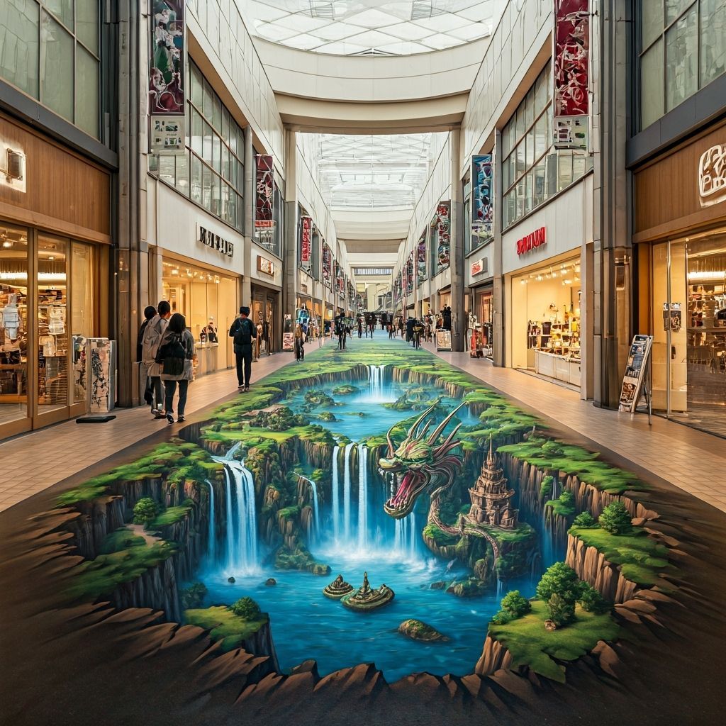 Giant Dragon Bursting from Japanese Street Art