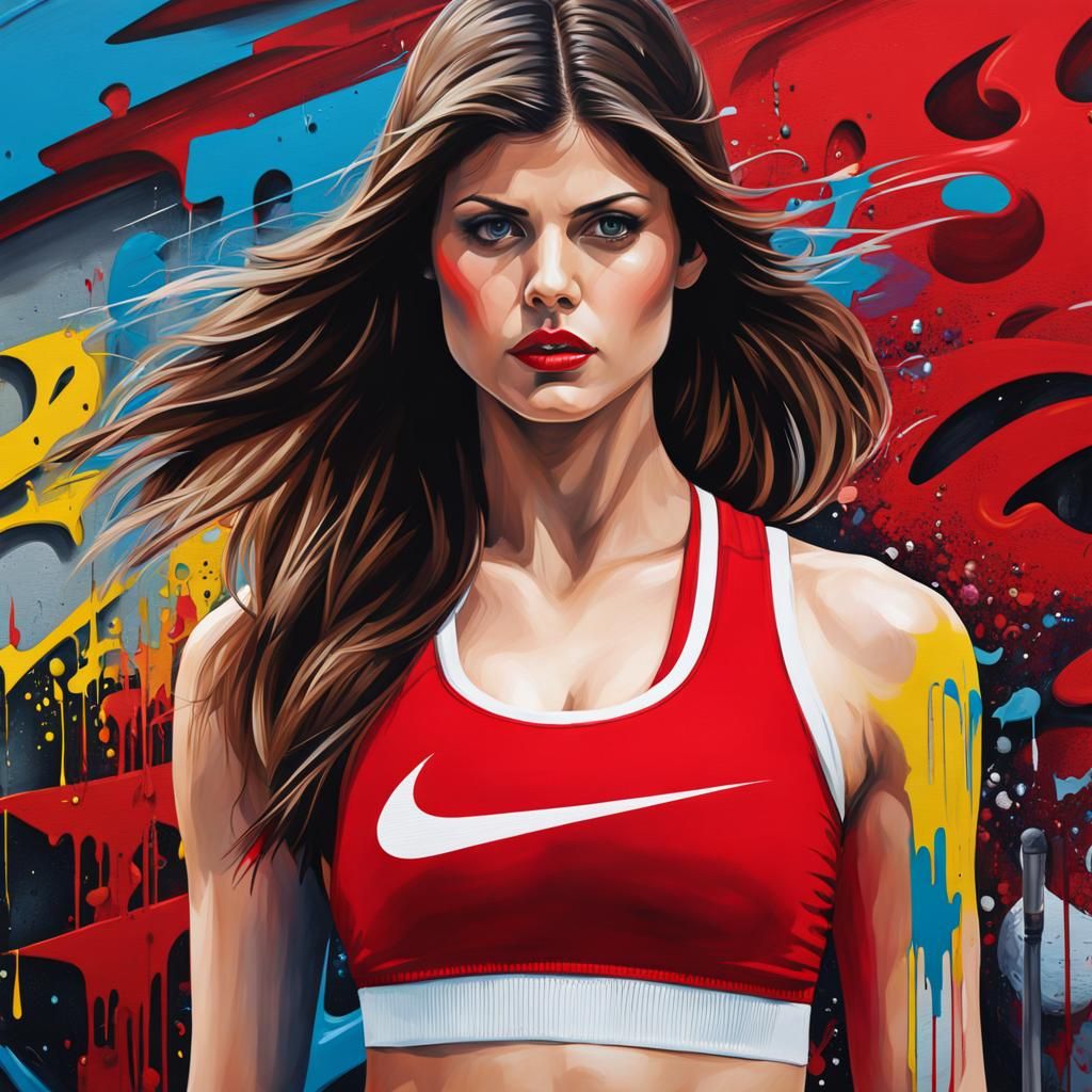 Alexandra Daddario Graffiti Art in Street Art Style