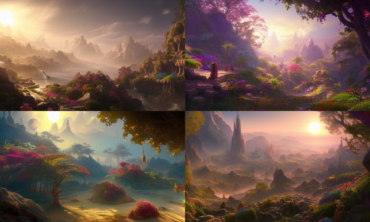 Fairycore Landscape with Castle in Kinkade Style