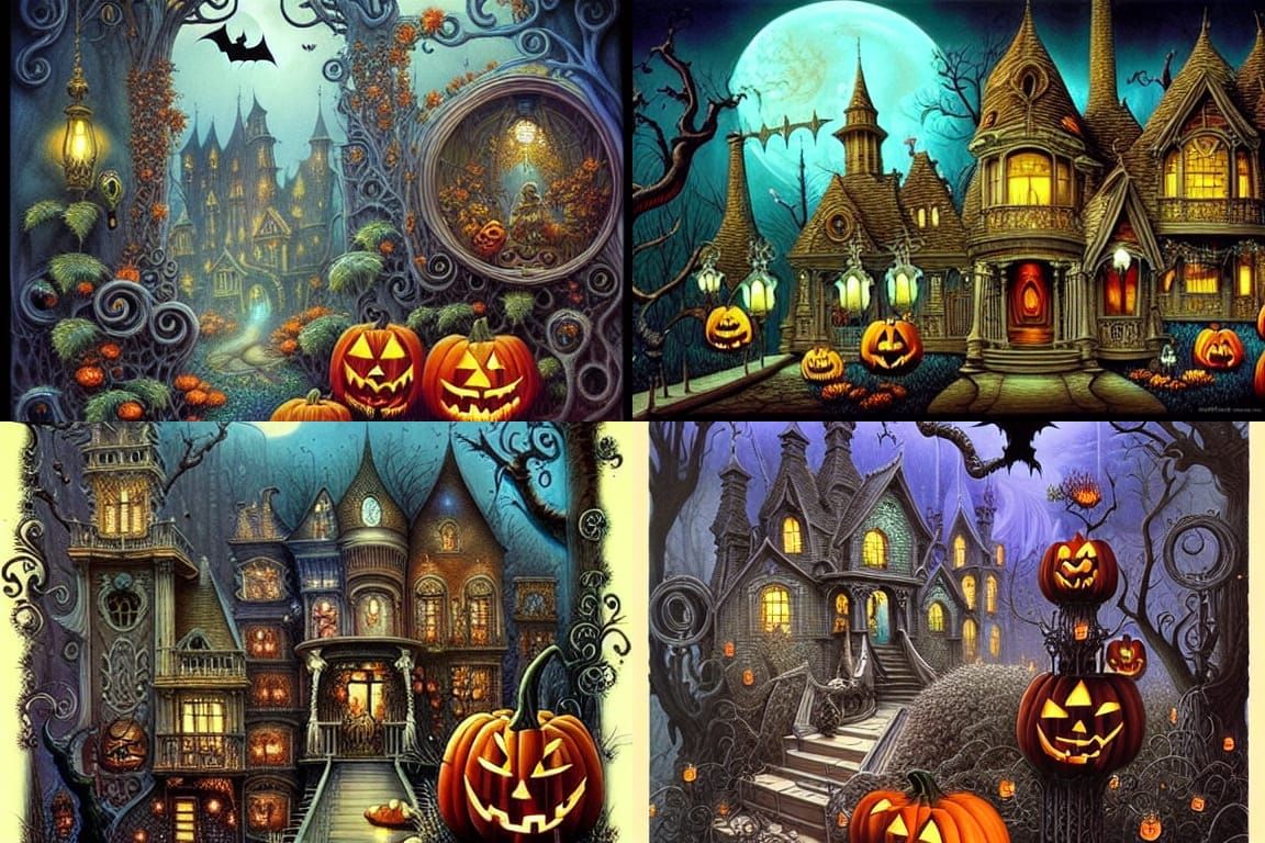 Ornate Halloween Scene in Intricate Detail