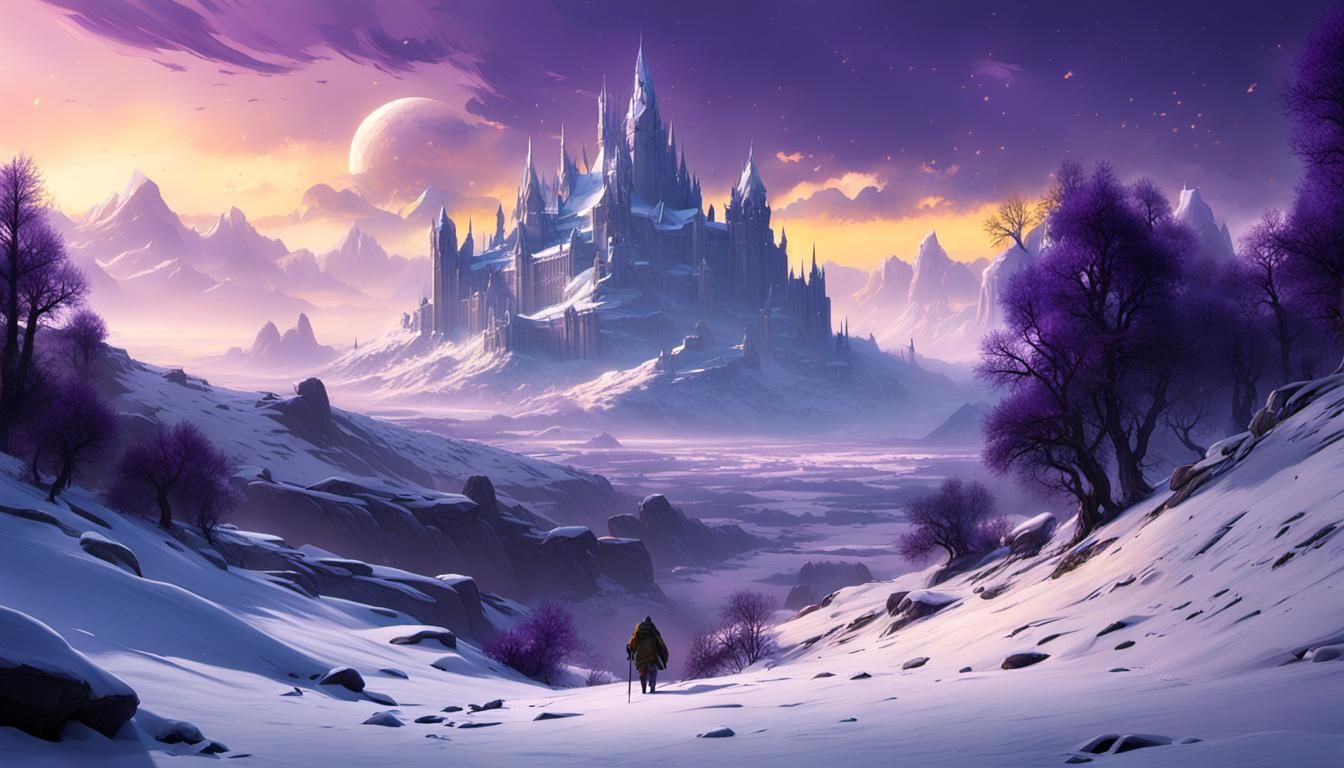 Snowy Dark Fantasy Landscape in 8K Resolution
