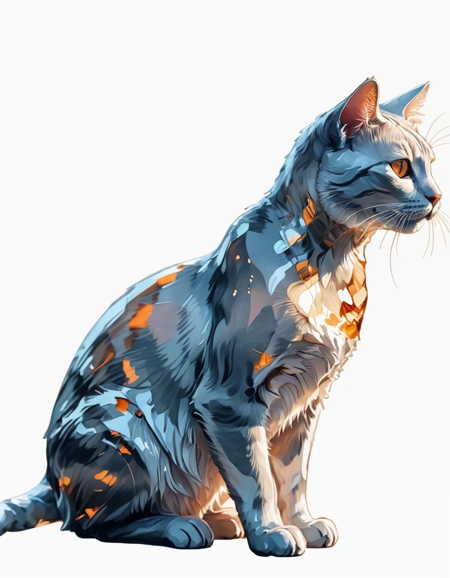 Vibrant Glass Cat with Golden Glow