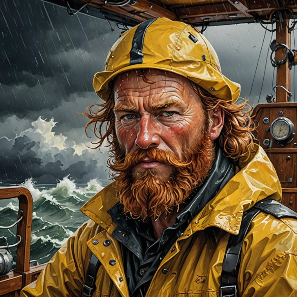 Frisian Captain in Stormy Seas: Cinematic Seascape