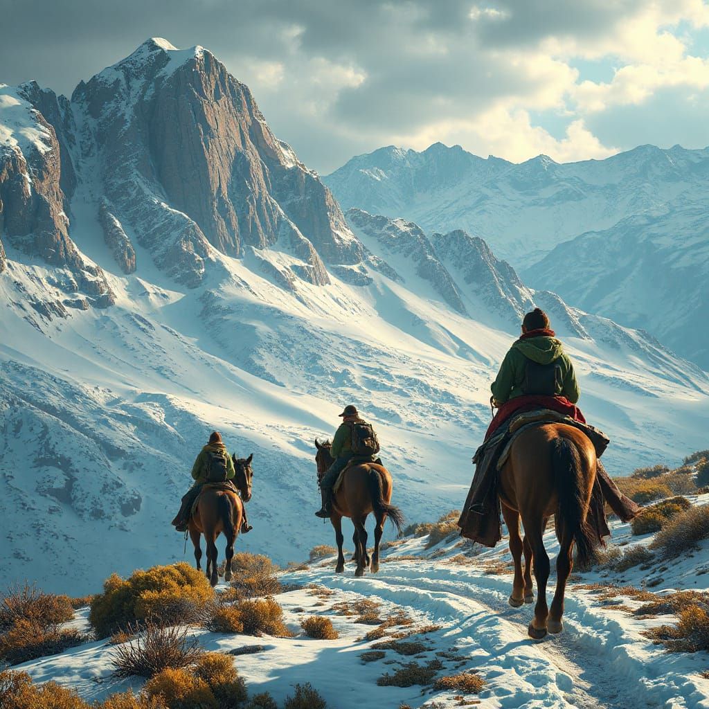 Horseback Librarians Delivering Books, Hyperdetailed Concept...