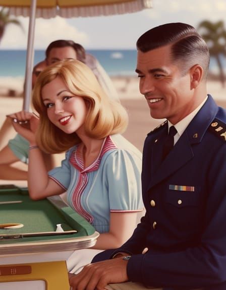 US Navy Veteran Couple Playing Mini Golf in 1960s San Diego