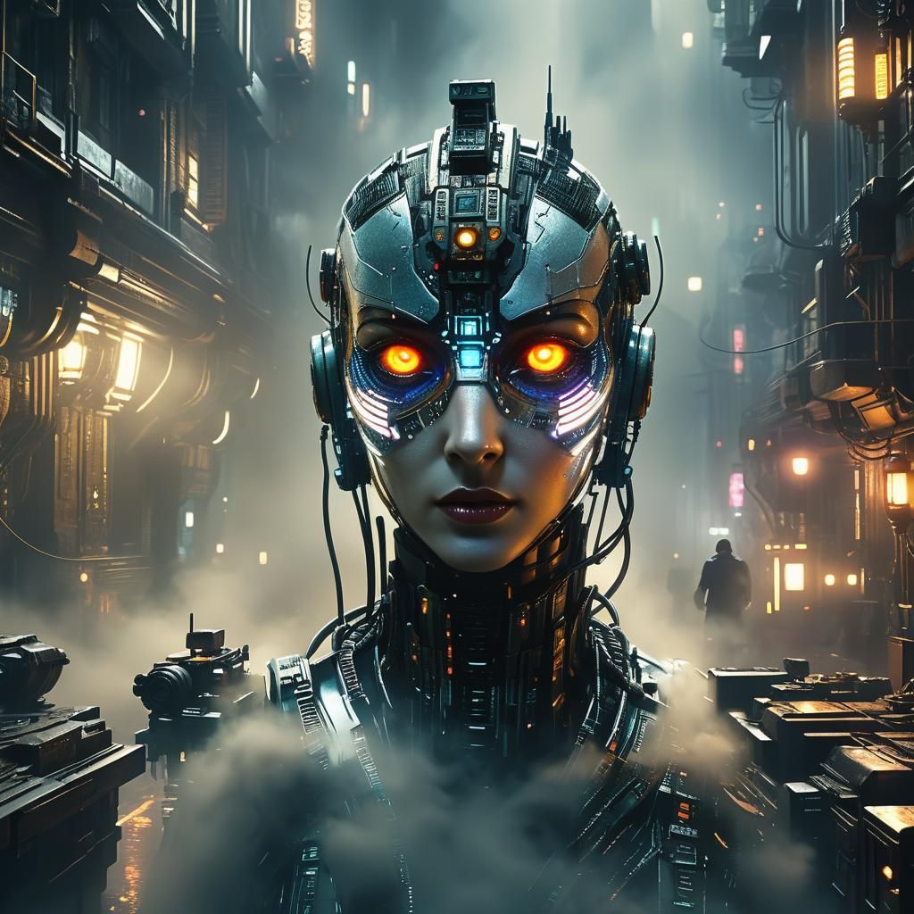 Ethereal Androids in Hyperdetailed Cyberpunk Dreamscape