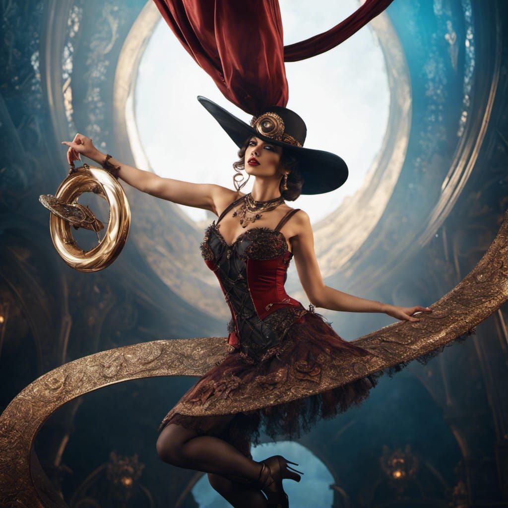 Steampunk Burlesque Dancer on Möbius Strip
