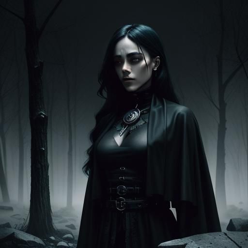 Ominous Path in Gloomy Horrorcore Style