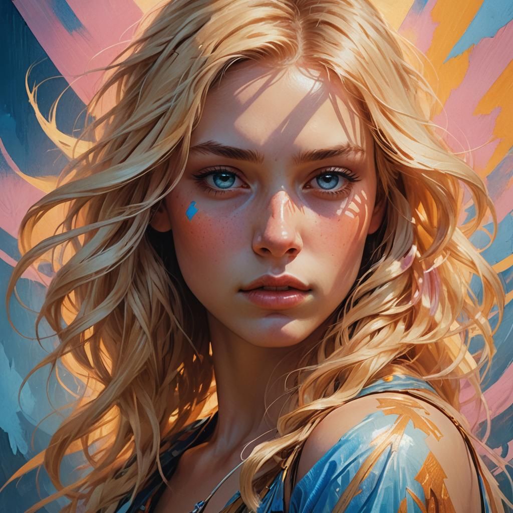 Fantasy Portrait of a Sun-Kissed Girl in Triadic Colors