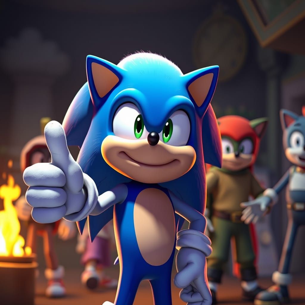 Surreal Cartoony Scene Featuring a Hedgehog Giving a Thumbs ...