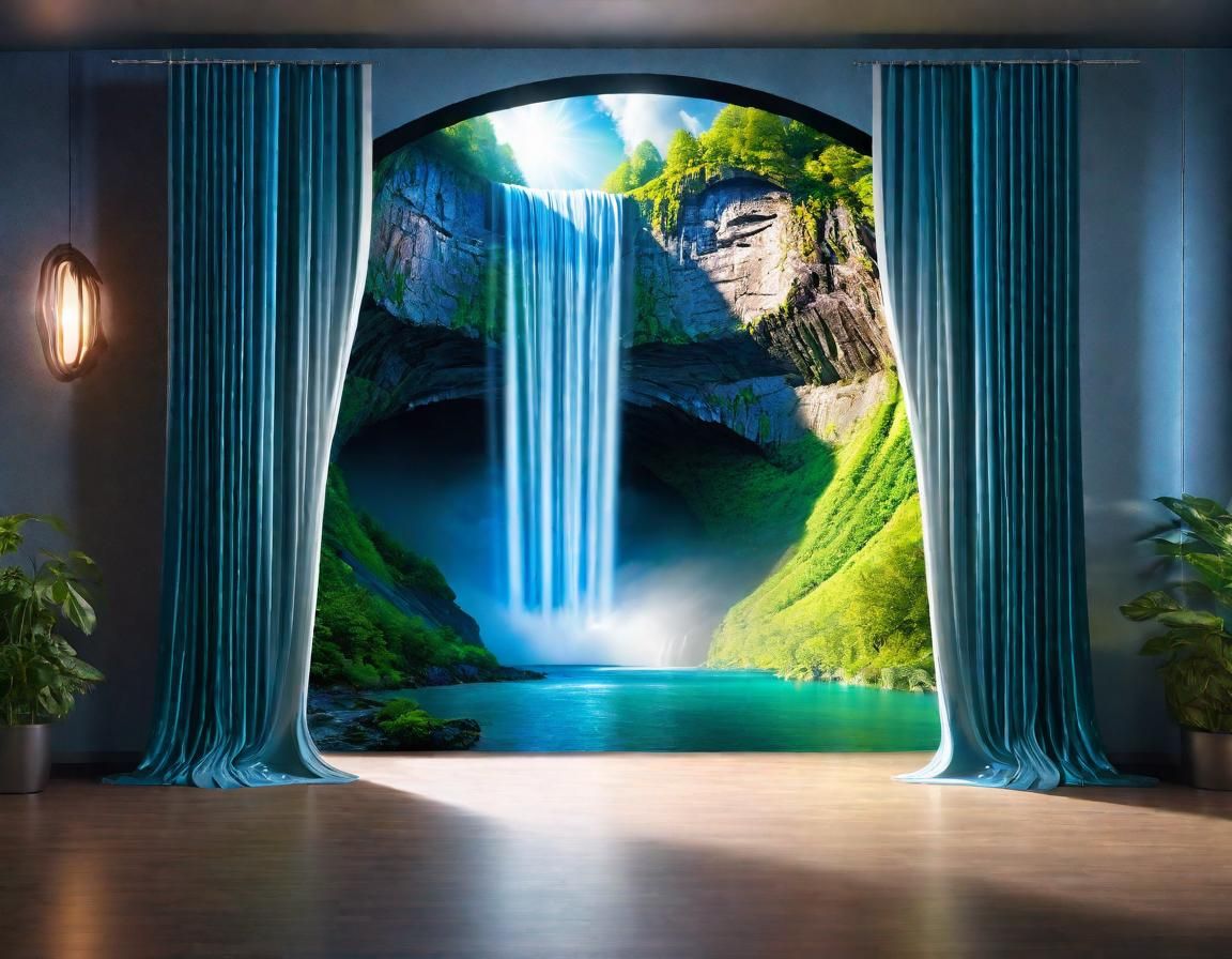 Magical Portal Reveals Waterfall Landscape with Sci-Fi Effec...