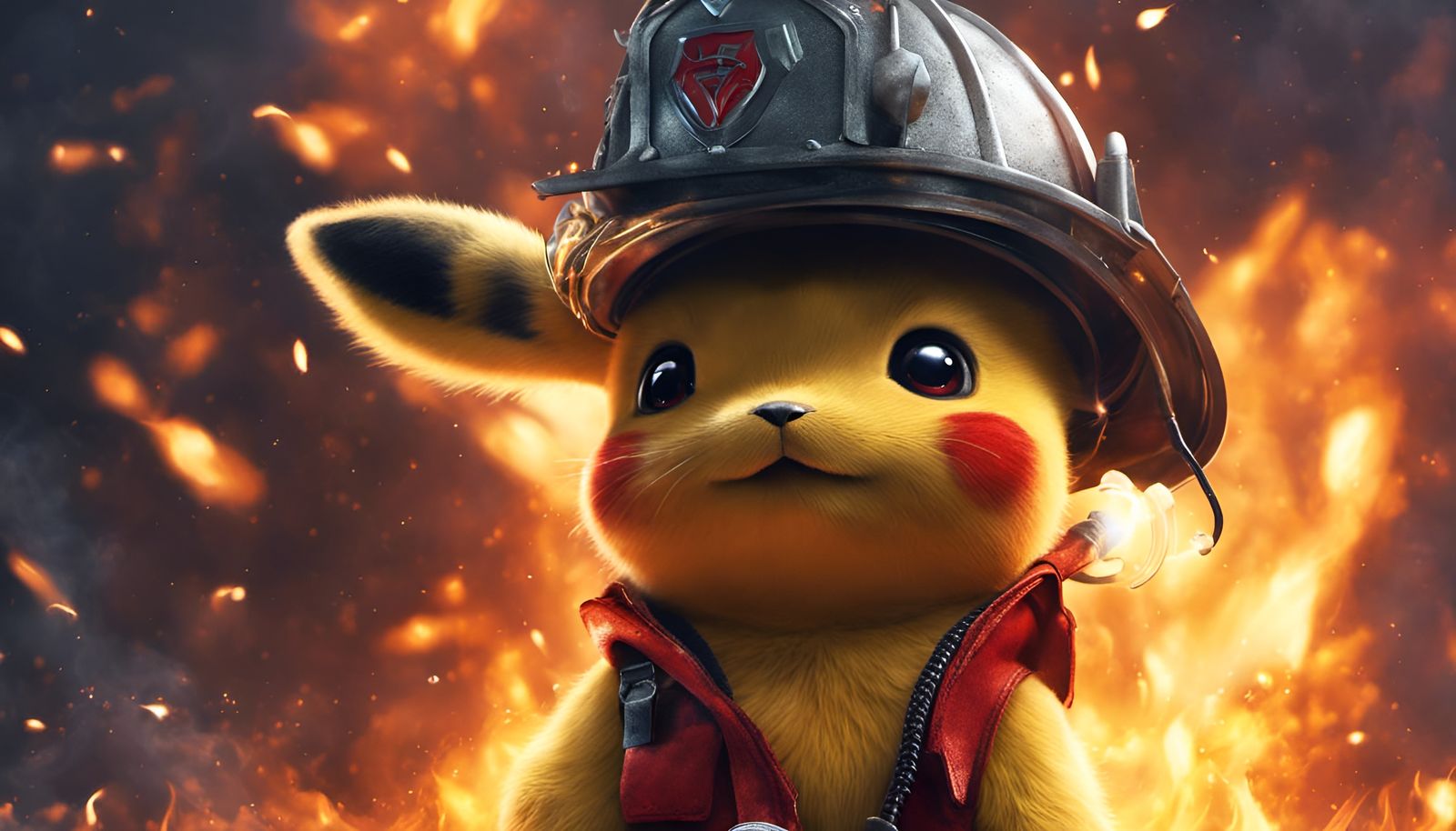 Pikachu Firefighter in Fantasy Digital Art
